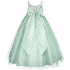Vestido de Fiesta Verde Pastel con Tul y Flores - Gerat