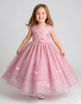 Vestido de fiesta para niña Gerat color palo de rosa