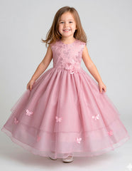 Vestido de fiesta para niña Gerat color palo de rosa