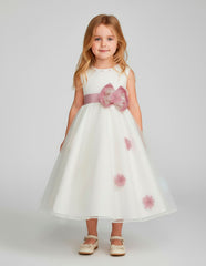 Vestido de fiesta Gerat para niña color hueso con rosa