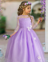 Vestido de fiesta para niñas con mangas Gerat color lila