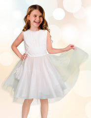 Vestido Blanco de Ceremonia a la Rodilla para Niña Junior Tallas 10-16 | Gerat