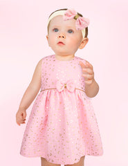 Vestido de Fiesta para Bebés Gerat en Rosa con Detalles Dorados - Elegancia y Dulzura