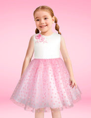 Vestido Rosa de Fiesta para Niña con Estrellas y Moño | Gerat