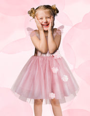 Vestido de Fiesta Rosa Brillante Gerat para Niñas 3 a 8 Años