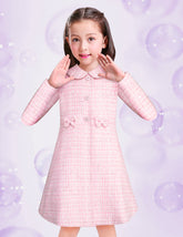 Abrigo Elegante de Tweed Rosa para Niñas de 4 a 10 Años - Gerat