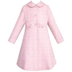 Abrigo Elegante de Tweed Rosa para Niñas de 4 a 10 Años - Gerat