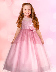 Vestido de Fiesta Rosa con Brillos y Tul para Niñas – Gerat