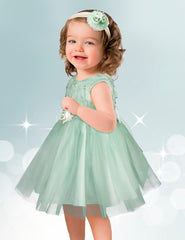 Bata de Fiesta Verde Pastel con Tul para Bebés 12-18 Meses | Gerat