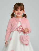 Chamarra Gerat Rosada de Peluche para Niñas de 3 a 10 Años con Bolsa Incluida