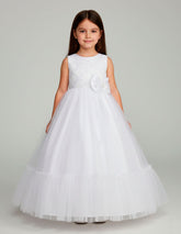 Vestido Blanco Largo de Fiesta para Niña con Moño | Gerat