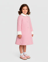 Abrigo Rosa de Invierno para Niña con Moño y Flores | Gerat