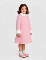 Abrigo Rosa de Invierno para Niña con Moño y Flores | Gerat