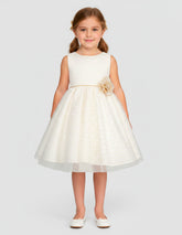 Vestido para Niñas Color Hueso con Detalles Dorados | Gerat