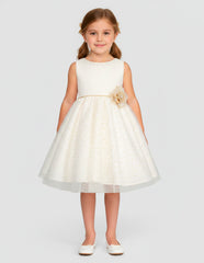 Vestido para Niñas Color Hueso con Detalles Dorados | Gerat