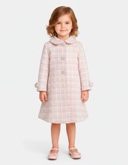 Abrigo rosa tweed y beige para niña pequeña Tallas 2, 3 y 3X