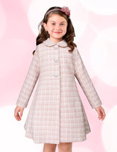 Abrigo de Fiesta para Niña en Rosa Pastel con Textura Tipo Tweed – Gerat