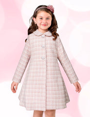 Abrigo de Fiesta para Niña en Rosa Pastel con Textura Tipo Tweed – Gerat