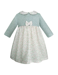 Vestido tejido con falda floreada y diadema para bebé niña Verde pastel Gerat