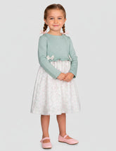 Vestido Gerat para niña con talle tejido verde