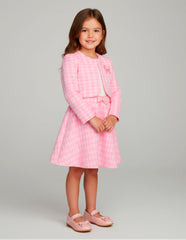 Conjunto Elegante para Niñas Gerat con Falda, Blusa y Saco Rosa