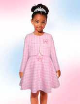 Conjunto Elegante para Niñas Gerat con Falda, Blusa y Saco Rosa