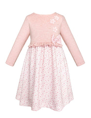 Vestido Tejido Rosa para Niña con Flores y Moño – Gerat Tallas 2 a 6
