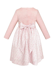 Vestido Tejido Rosa para Niña con Flores y Moño – Gerat Tallas 2 a 6