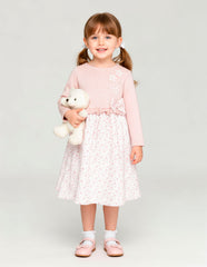 Vestido Tejido Rosa para Niña con Flores y Moño – Gerat Tallas 2 a 6