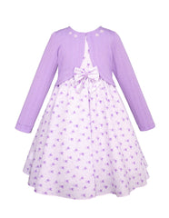 Vestido Lila para Niña con Bolero Tejido y Moño — Gerat