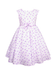 Vestido Lila para Niña con Bolero Tejido y Moño — Gerat