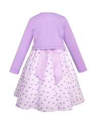 Vestido Lila para Niña con Bolero Tejido y Moño — Gerat