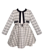 Conjunto de falda, saco y blusa en tweed beige y negro - Gerat | Tallas 6, 8, 10 y 12