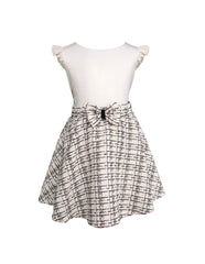 Conjunto de falda, saco y blusa en tweed beige y negro - Gerat | Tallas 6, 8, 10 y 12