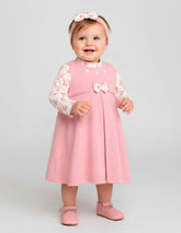 Bata rosa con moño y ositos para bebé niña | Gerat - Tallas 12 y 18 meses