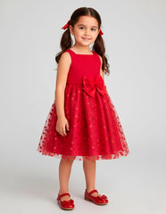 Vestido rojo de fiesta para niña con tul y moño – Gerat