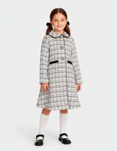 Abrigo elegante de tweed blanco y negro para niñas – Gerat | Tallas 4, 6, 8 y 10