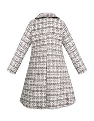 Abrigo elegante de tweed blanco y negro para niñas – Gerat | Tallas 4, 6, 8 y 10