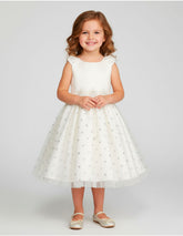 Vestido de Fiesta para Niñas Color Hueso con Brillos | Gerat