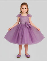 Vestido de Fiesta para Niña Lila con Tul y Moño Elegante | Tallas 3, 4, 6 y 8 | Gerat