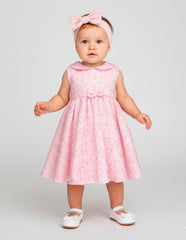 Vestido para Bebé Rosa con Moño y Cuello Clásico | Ideal para 12 y 18 Meses