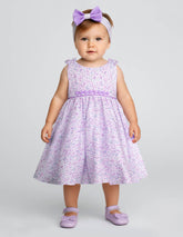 Vestido Lila Floral para Bebé con Moño | Tallas 12 y 18 Meses | Gerat