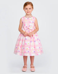 Vestido para Niñas Rosa con Moño y Estampado | Tallas 3 a 8 | Gerat