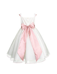 Vestido de Fiesta para Niña Color Hueso con Detalles Palo de Rosa|Gerat