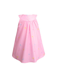 Bata Rosa para Bebé Bordada con Moñito – Vestido para Niña 12 y 18 Meses Elegante y Delicado