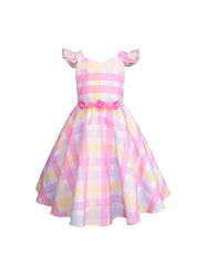 Vestido de Fiesta para Niñas en Colores Pastel con Moño Rosa | Tallas 3 a 8