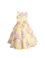 Vestido para Niñas Amarillo Floral Elegante con Moño | Tallas 3, 4, 6, 8 y 10 | Gerat