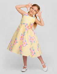 Vestido para Niñas Amarillo Floral Elegante con Moño | Tallas 3, 4, 6, 8 y 10 | Gerat