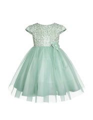Vestido de Fiesta para Niña Verde Menta con Tul y Brillos | Gerat