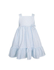 Bata para Bebé Niña Azul Cielo a Rayas con Diadema – Tallas 12 y 18 Meses | Gerat